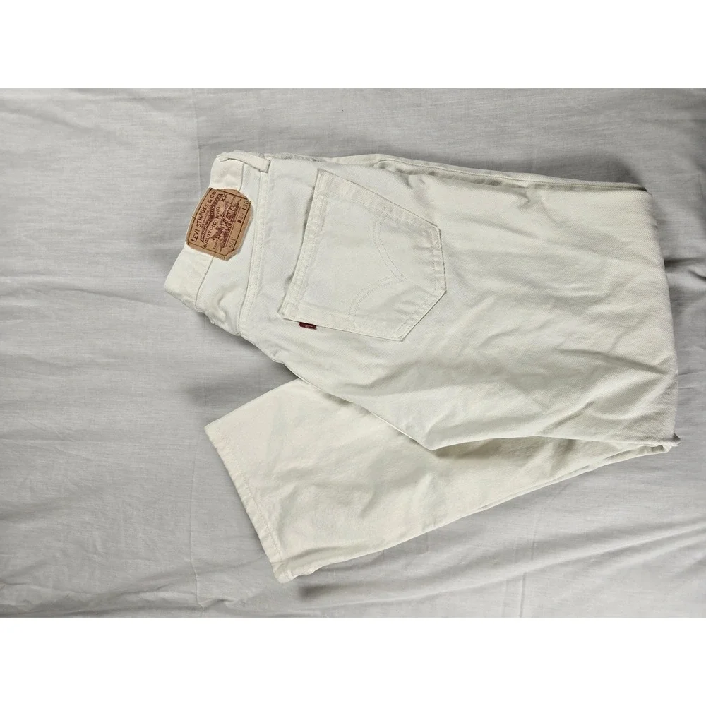 Levis 501 Jeans Mens 34x30 White Regular Straight Button Fly Denim Casual Pants